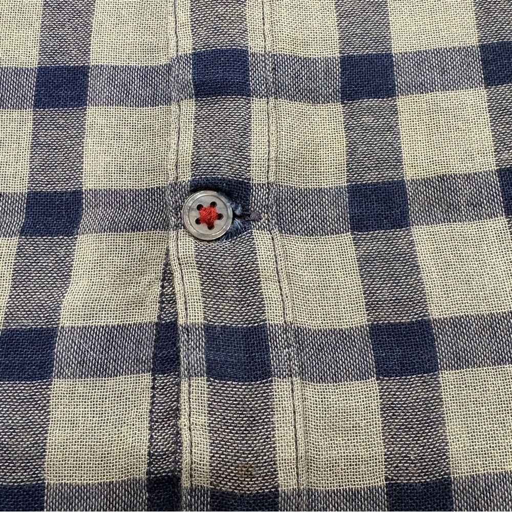 🌟JOHN VARVATOS🌟 DALE DOUBLEFACE PLAID BUTTON FRONT SHIRT NAVY / GREY SZ L - Picture 7 of 11